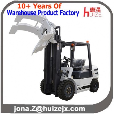 China Popular 4 Wheel Electric Forklift Truck with Paper Roll Clamp